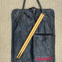 Promark Leather Patchwork Stick Bag – Vintage, W/Random Pair Of sticks.  If You’re A Promark Fan/collector this ( 1 Of A Kind?) Bag may be  for you