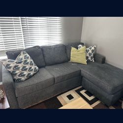 Mathers Slate Grey Fabric 91" Sofa with Reversible Chaise | Track Arms | Loose Reversible Back