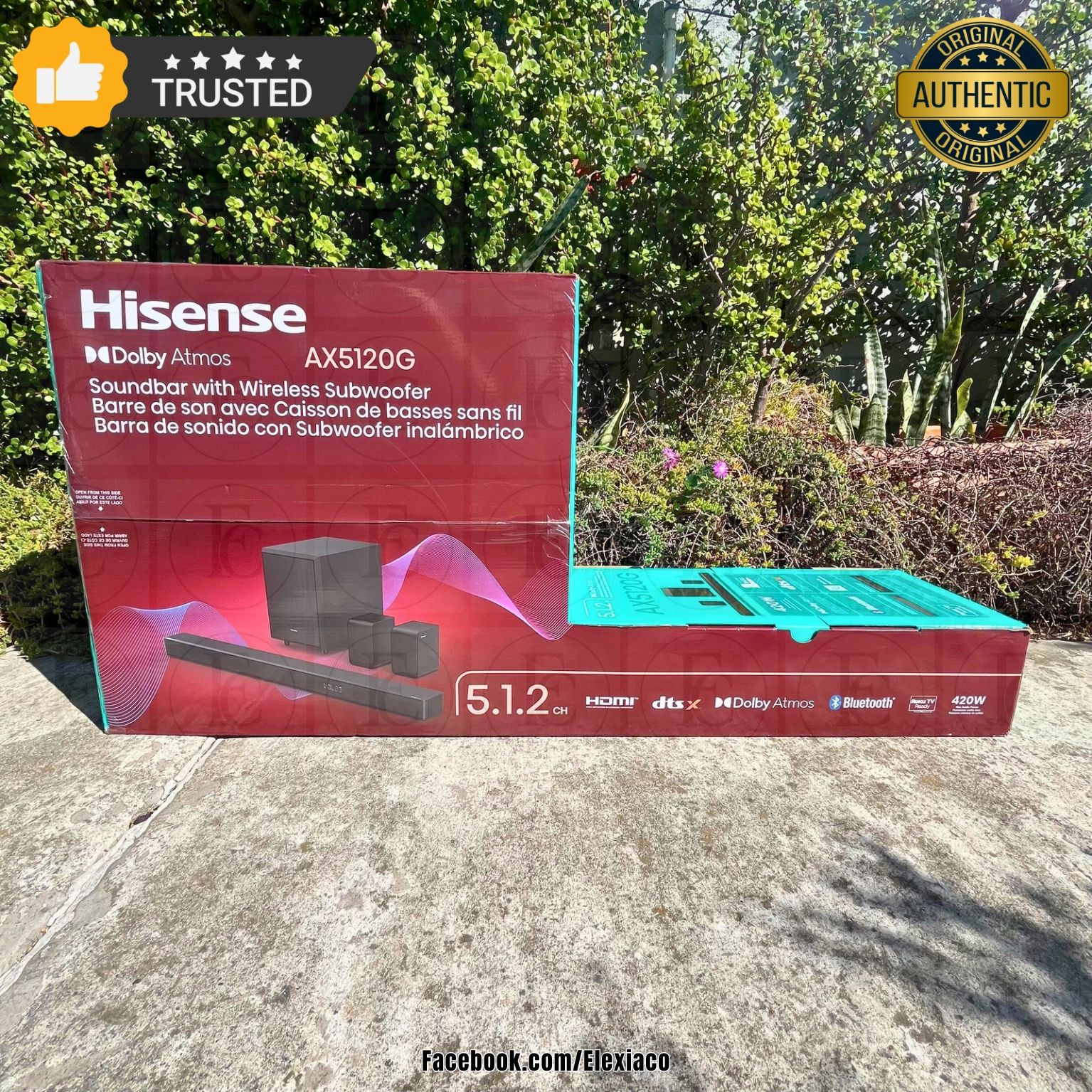 π New | Hisense AX5120G 5.1.2Ch Soundbar w/ Wireless Subwoofer, Rear Speakers, Dolby Atmos