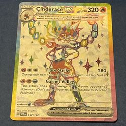 Cinderace ex Tera 157/142 Ultra Double Rare Pokemon Stellar Crown  NM 