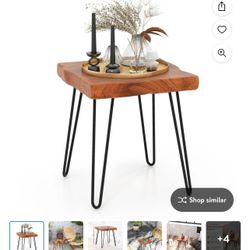 16 in. Brown Square Reclaimed Indonesia Teak Wood End Table Accent Side Table

