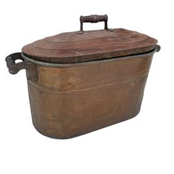 Antique Rome Copper Boiler Antique Wooden Handle Rome Copper Boiler 22x13x16in
