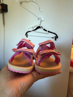 Kids Pink Velcro Strap Sandals