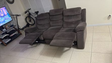 Sofa de 3 sillas reclinable marrón