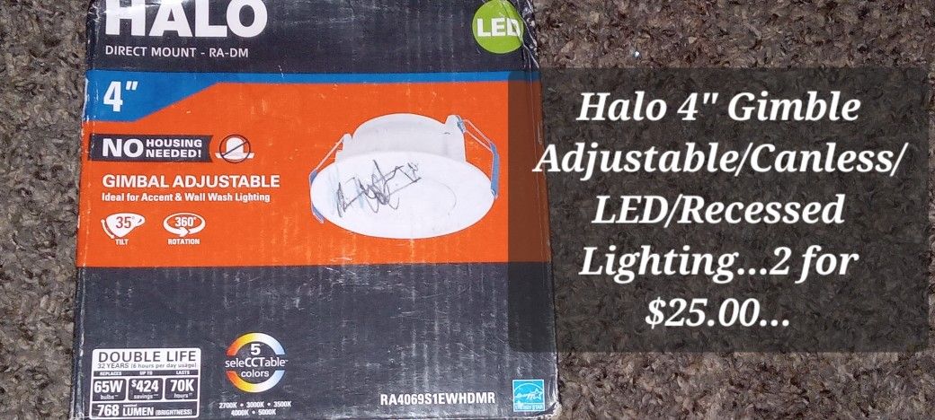 HALO/4"/Gimble Adjustable/Canless/Recessed/LED Lights