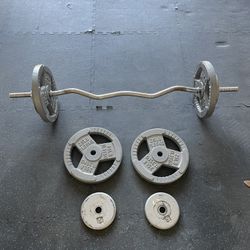 Curling Bar + Free Weights