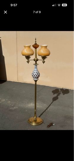 Antique Brass Double Shade Floor Lamp