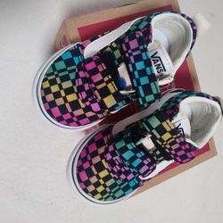 VANS Toddler Size 4.0 WARD V Trippy Checkerboard - New