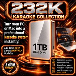 Karaoke System with 232,000 songs for Laptop Compatible PC and Mac
