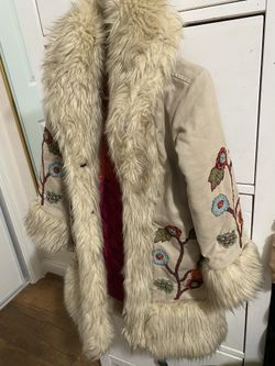 Mimi & Maggie Kids Girls Jacket Suede With Embroidered Flowers 100%