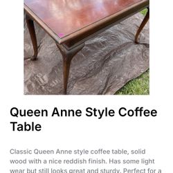 QUEEN ANNE STYLE COFFEE TABLE PRICED TO SELL