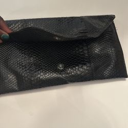 Black Snake-skin Textured Woman’s Clutch Bag