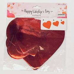 Happy Valentine’s Day red foil heart cutouts 3 sizes 15 pack crafts decorations 