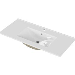 36"Bathroom Sink, Ceramic Bathroom Vanity Sink Top with Overflow, ‎- Glossy White