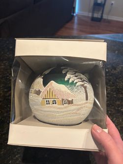 Christmas ornament- Hand-Painted Winter Scene Glass Christmas Ornament