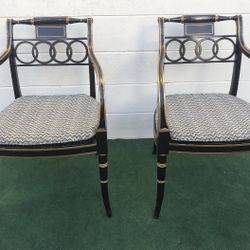 Two Baker Historic Charleston Governor Alston Regency Ebonised  Armchair As Is