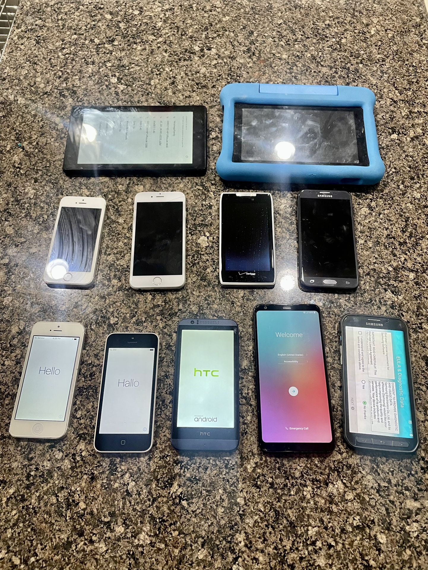 Lot of 9 cell phones and 2 tablets