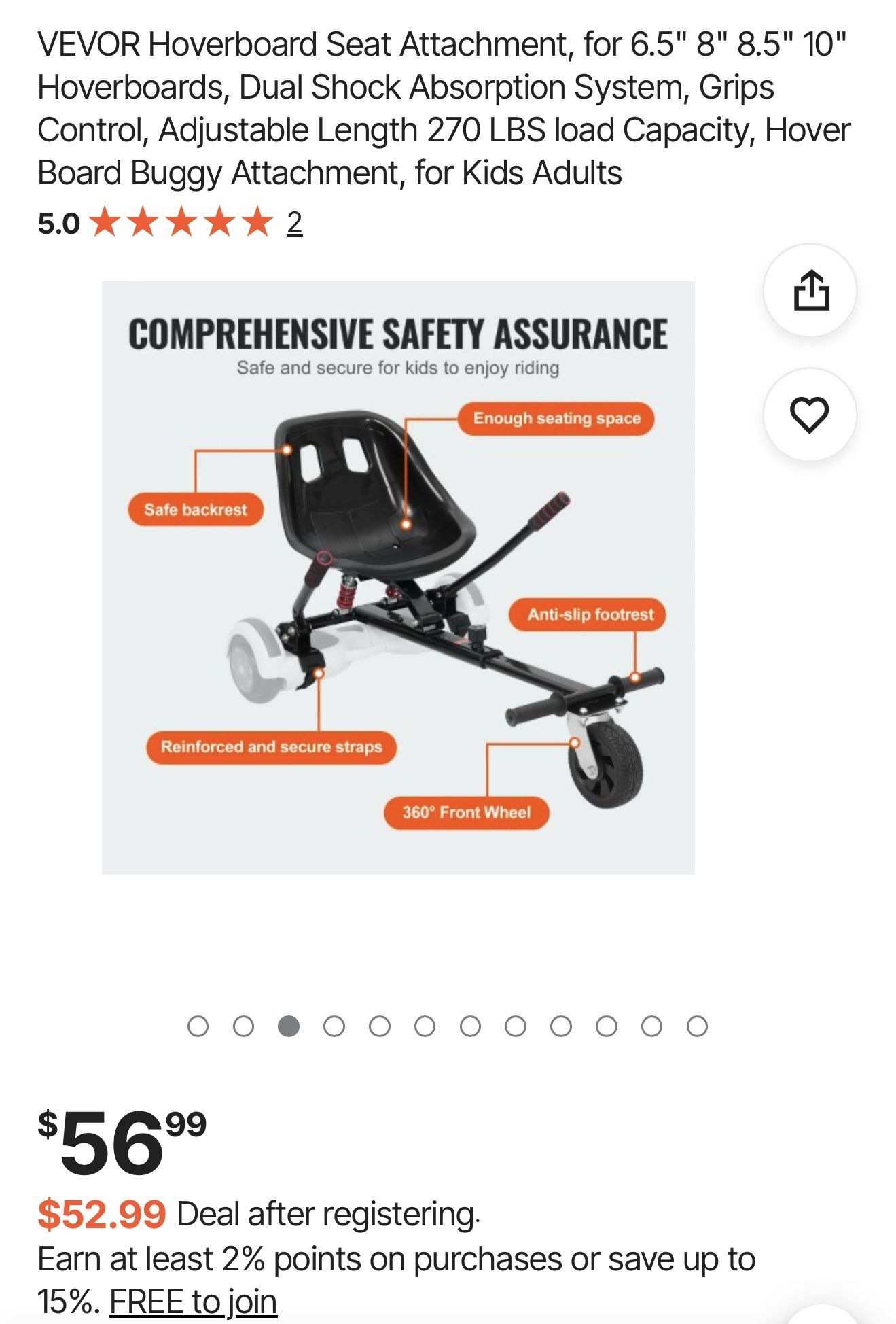 Vevor Seat Attachment For Hoverboard