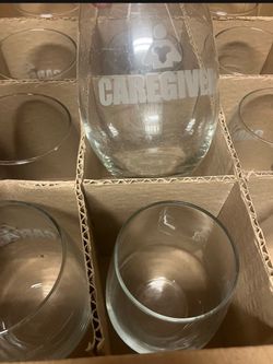 Caregiver Etched Stemless Wine Glasses Set