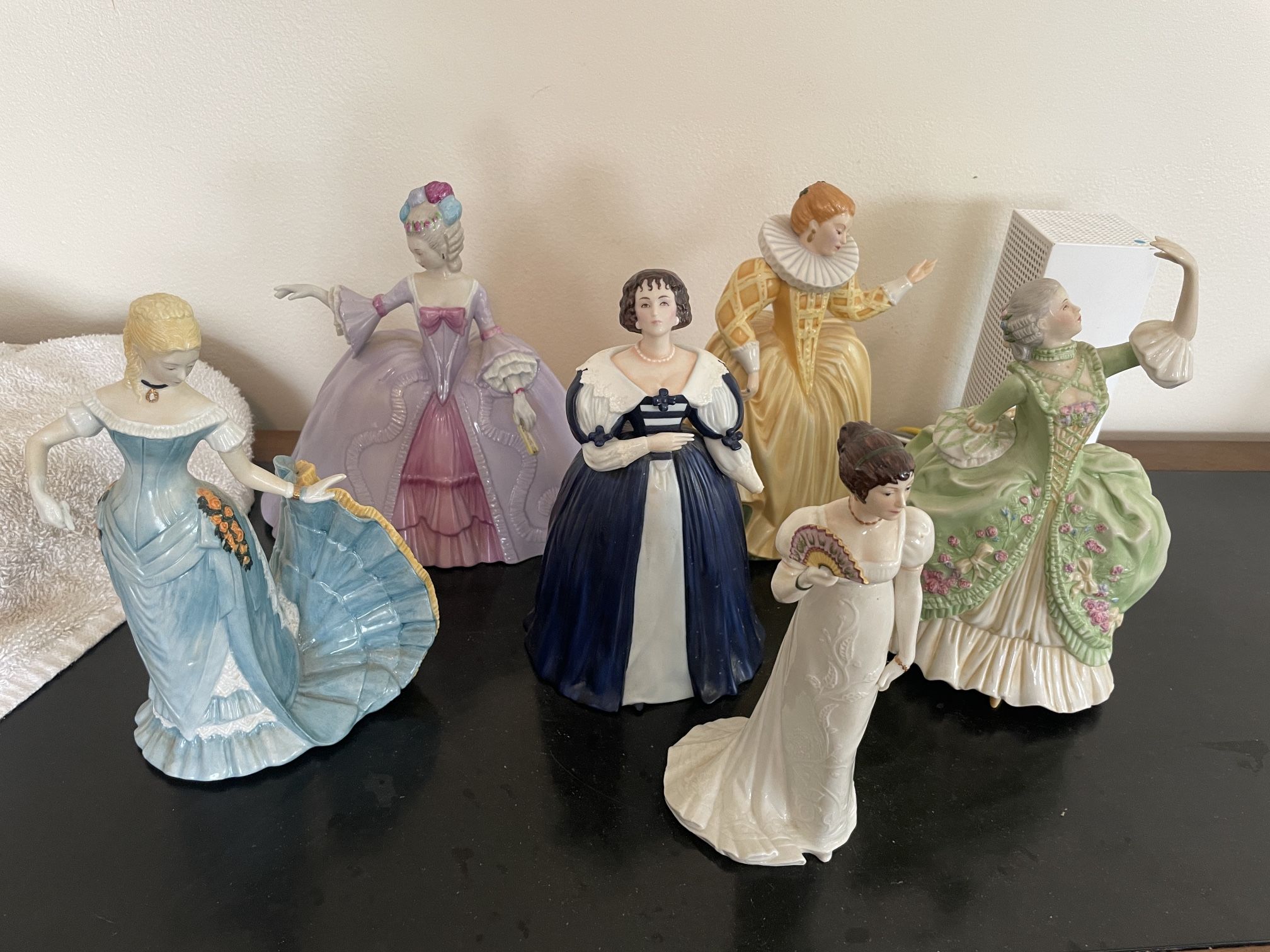 6 x Franklin Porcelain Figurines Quadrille Sophia Henrietta Marianne Katherine