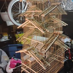 Vintage Amazing 2Ft High 5-Tier Large Wooden Bird Cage