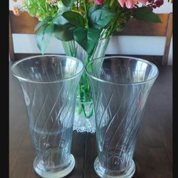 2 Glass Vases 