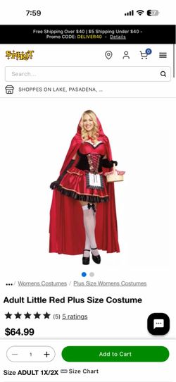 Adult Little Red Riding Hood size small Costume