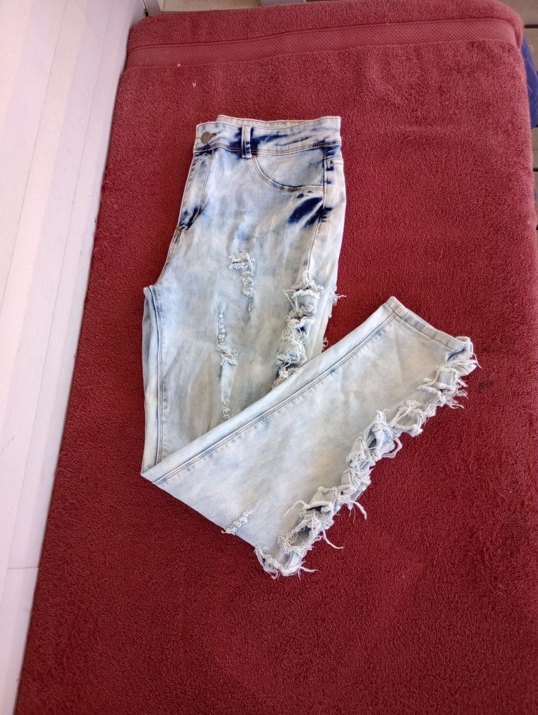 Pink Label Denim Co Jeans Size 13 Light Wash Distressed Ripped Juniors