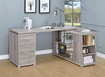 Grey Driftwood Finish L-Shaped Desk ONLY $299- SALE!