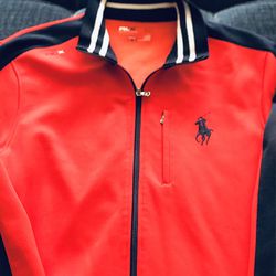 Men’s Ralph Lauren RLX Zip Up Jacket Big Pony Sz XL Polo, Red/Blue, Cotton/Poly