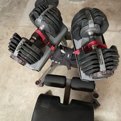 Bowflex 552 Adjustable Dumbbells With Stand And Adjustable Bench