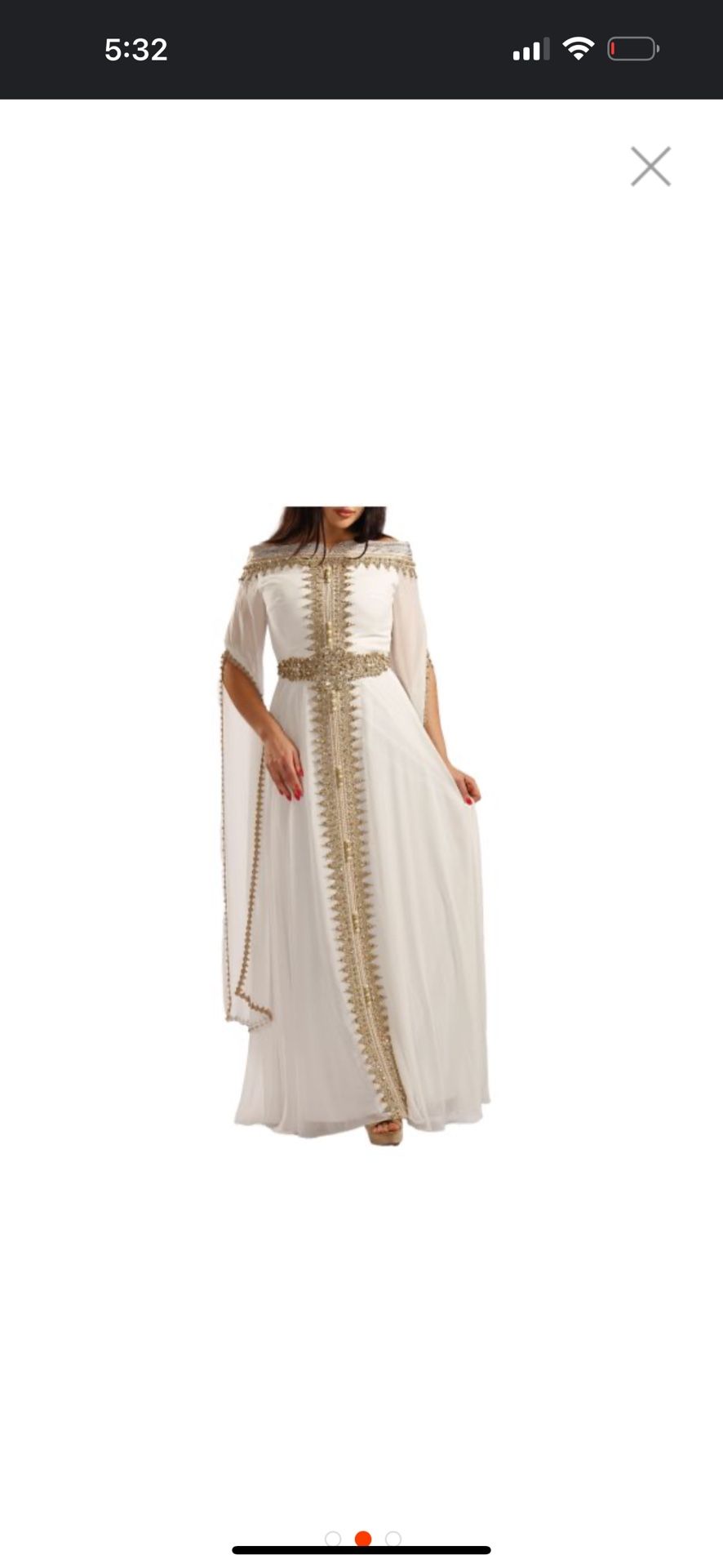 Handmaid Ivory And Gold Kaftan Dress