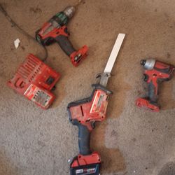 Impact Drill, Hax Saw, Drill, & Charger