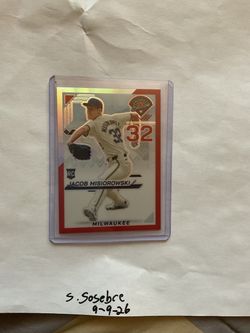 Jacob Misiorowski Red Prizm /199 2025 Panini Prizm Prospect Edition rookie  #33 Brewers