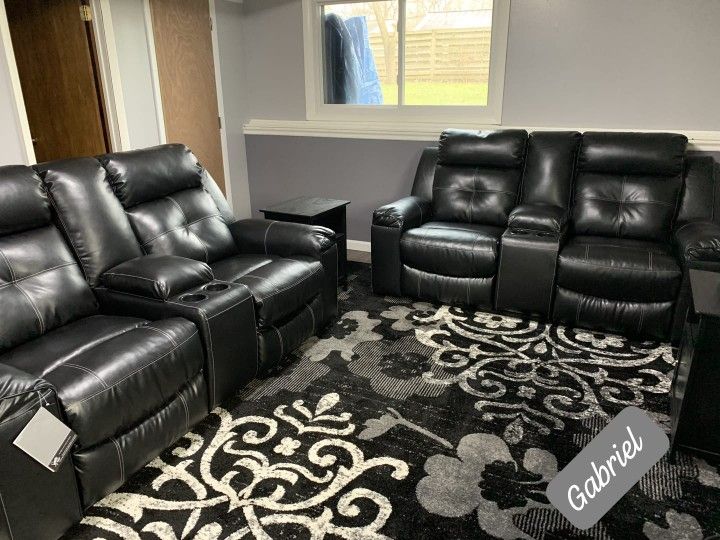 Brand New Ashley Black Reclining Sofa and Loveseat