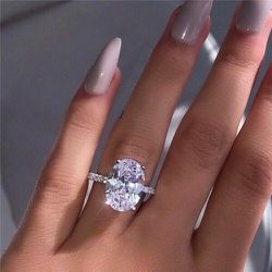 Gorgeous Women's Oval cut Wedding Engagement Promises Ring Size 7.0