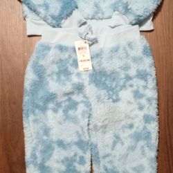NWT Epic Threads Sz S (6/7) Two Piece Fleece Set in Sugar Blue With Reversible Sequins Peace Sign