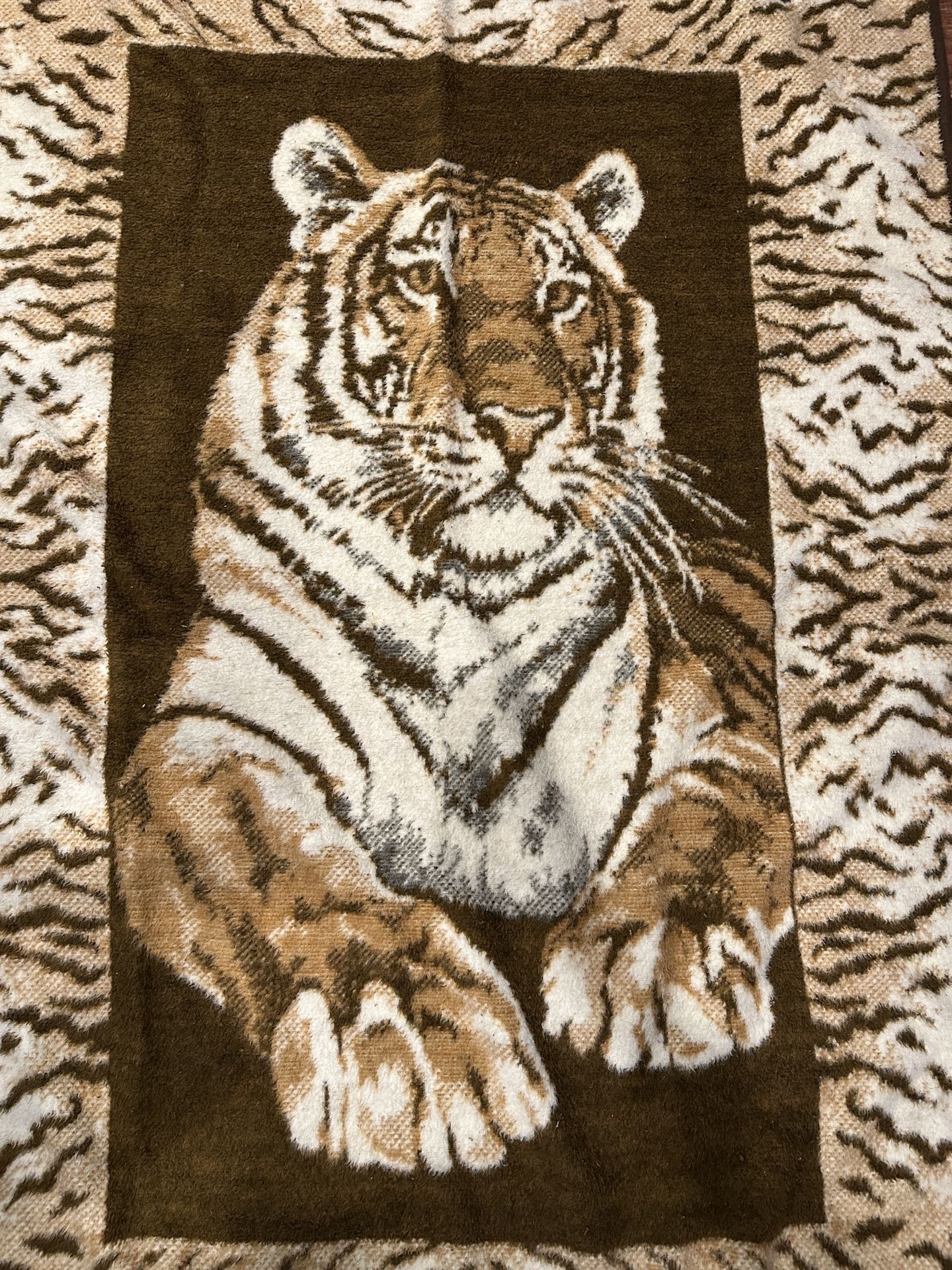 Vintage Cannon Ibena Tiger Throw Blanket 54”x 74”
