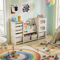 Homy Casa · Kids Toy Storage Organizer · Grey & Ivory