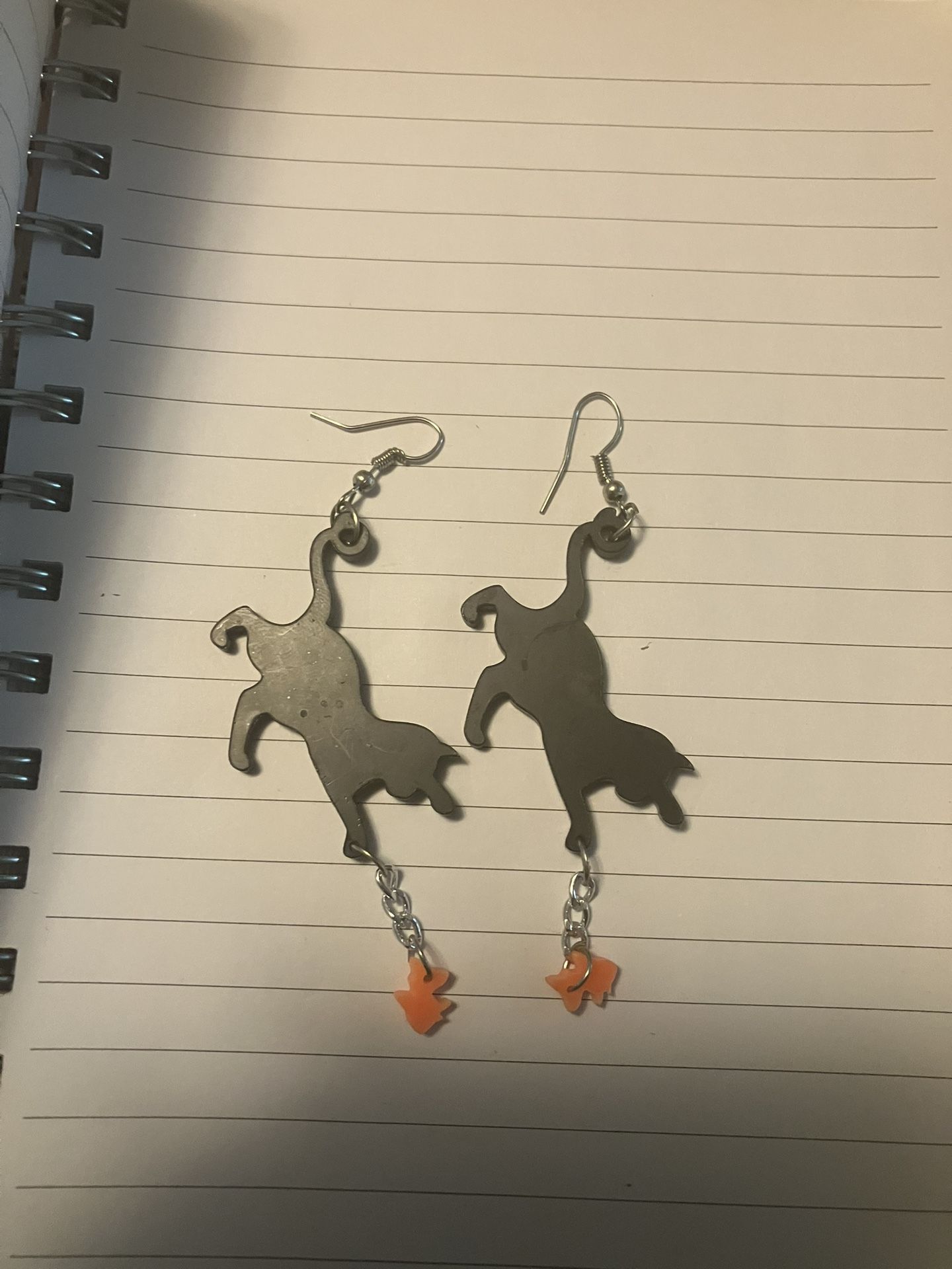 Black Cat With Fish Earrings