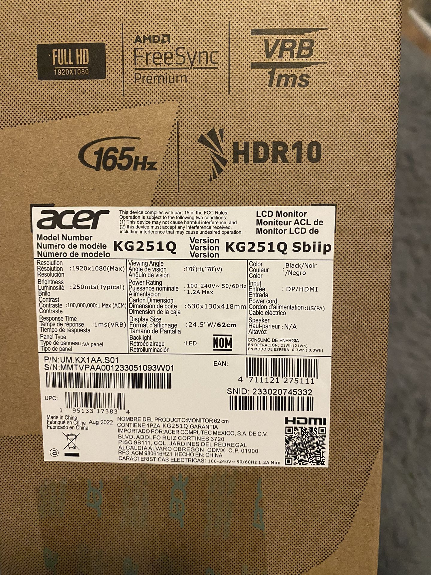 Acer Nitro KG1 Gaming Monitor