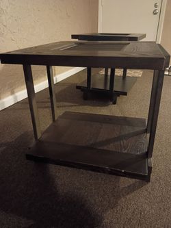 Dark Wood and Glass End Table