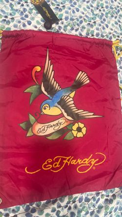 Ed Hardy Red Drawstring Bag