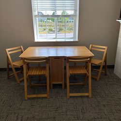 Folding Table & 4 Chairs - solid wood.