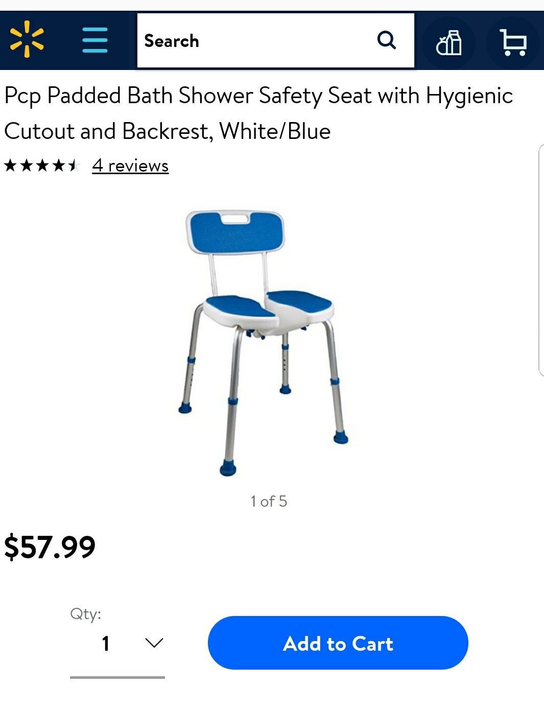 Pcp Padded Bath Shower Safety Seat with Hygienic Cutout and