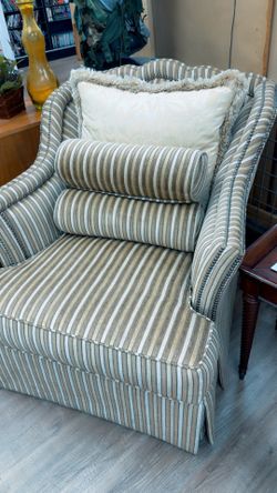Striped accent chairs with pillows