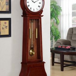 Grandfather Clock with Adjustable Chime Brown Red Home Decor Gifts