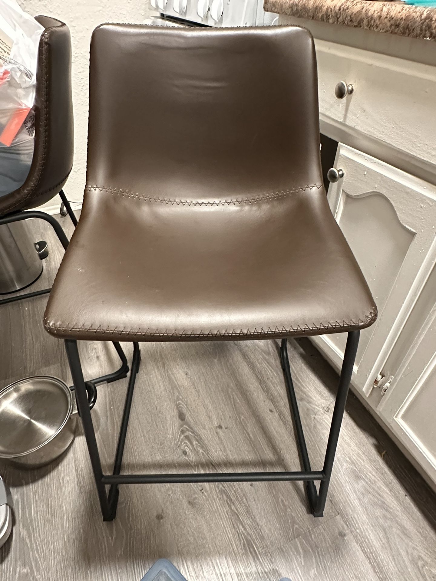 2 Brown Counter Stool Chairs