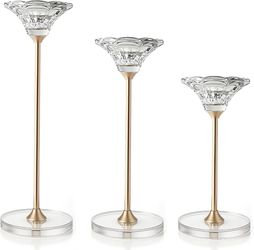 Brand new in box Candlestick Holders, Crystal 2 in 1 Taper and Pillar Candle Holders, Set of 3 Clear Glass Candle Holder, Decorative Candle Holder Can