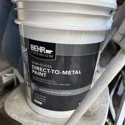 BEHR PREMIUM 5 gal. White Semi-Gloss Direct-to-Metal Interior/Exterior Paint